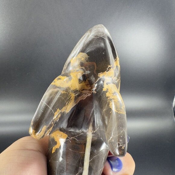 Hand Polished Marble Heavy Dolphin Figurine Animal Brown Multicolor Vintage - Picture 8 of 14